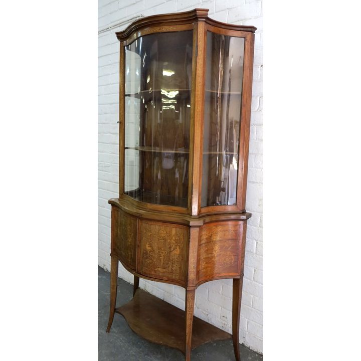 VICTORIAN INLAID MAHOGANY VITRINE CABINET
