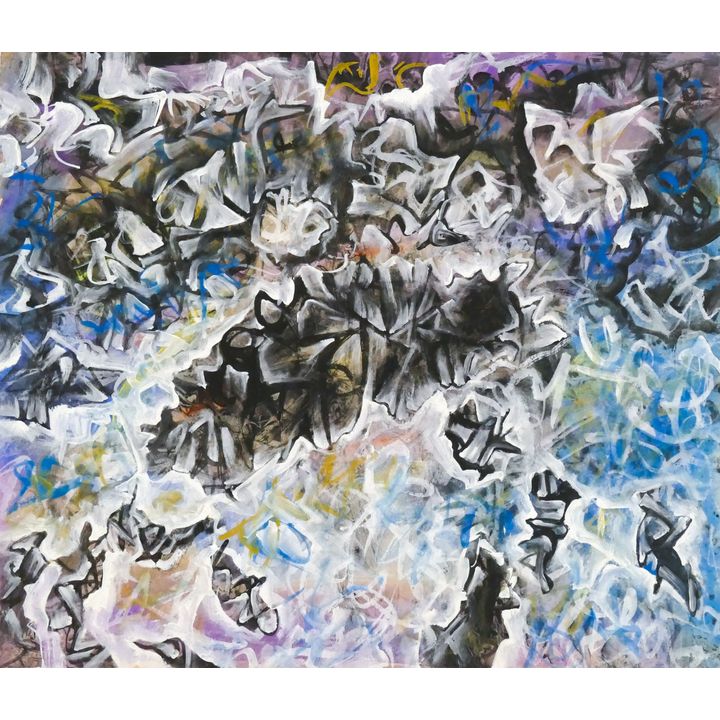 Neil Meitzler ''White Writing'' Casein on Paper 17''x20''