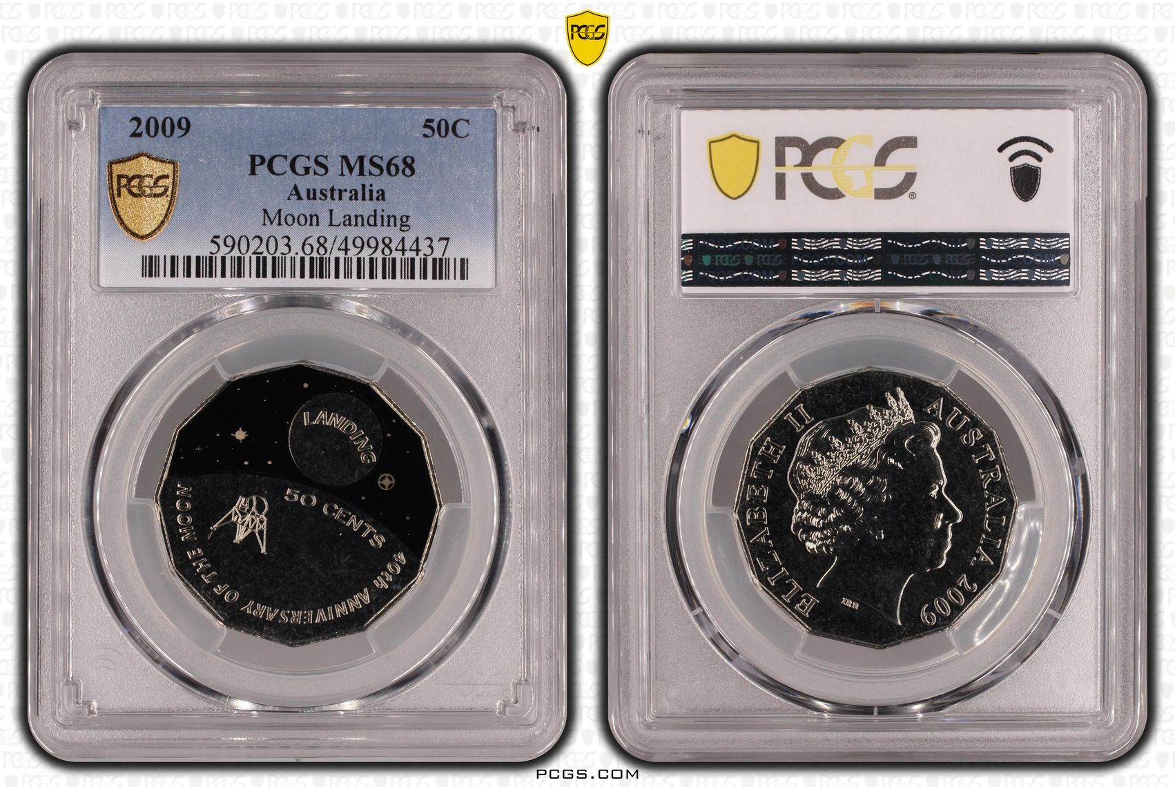 Moon Landing , Fifty Cent, 2009, PCGS MS68