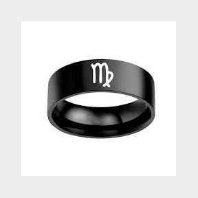 S C Minimalist Stainless Steel Star Sign Zodiac Constellation Ring Black - Aquarius - X 1/2 - Bar 9901067128373 - 51748/15866