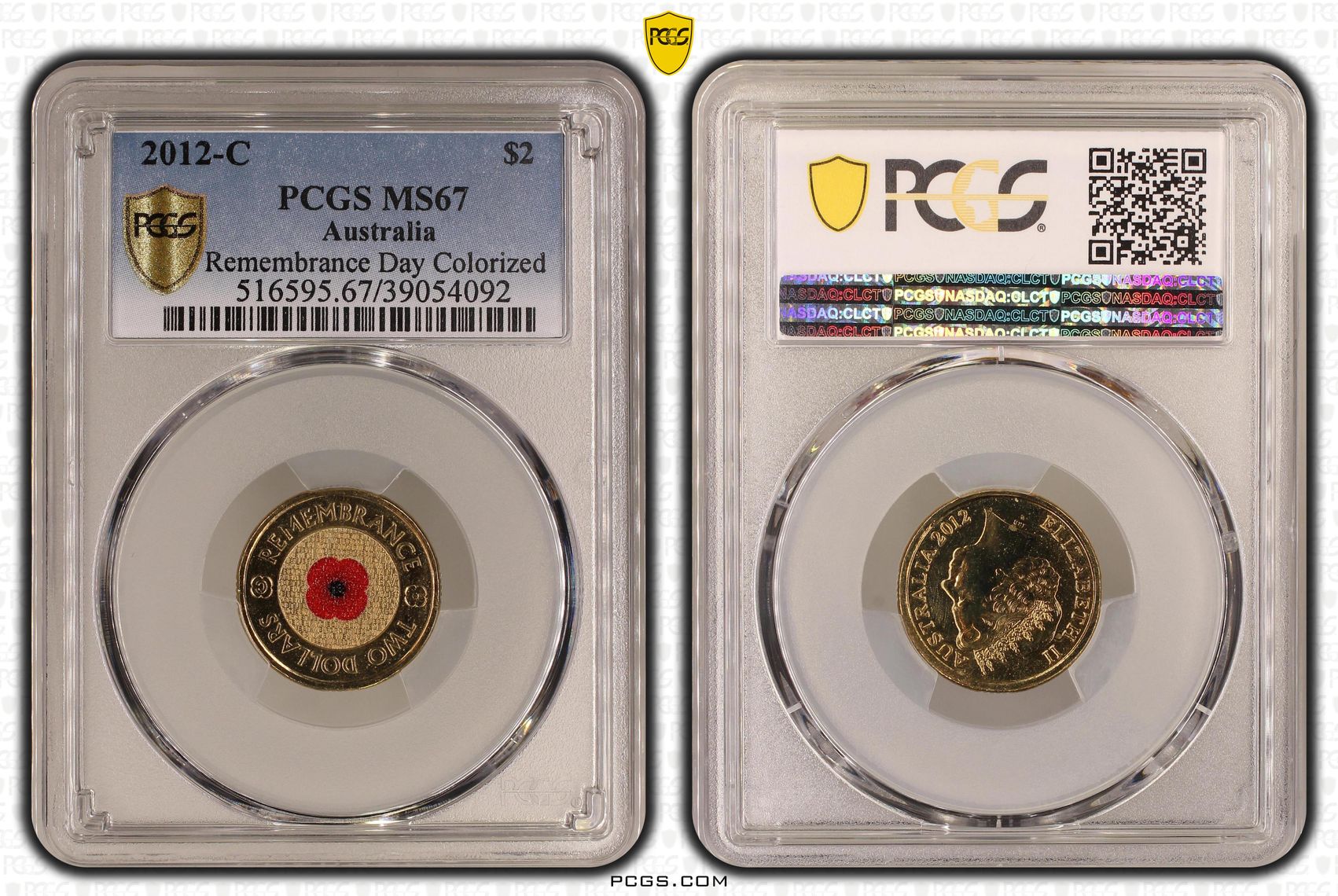 Remembrance Day Colourised, Two Dollar, 2012-C, PCGS MS67