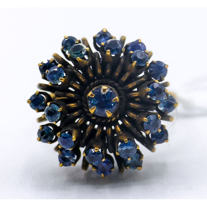 Ladies 14k Blue Sapphire Starburst Ring Size 8 - 8.2 Grams