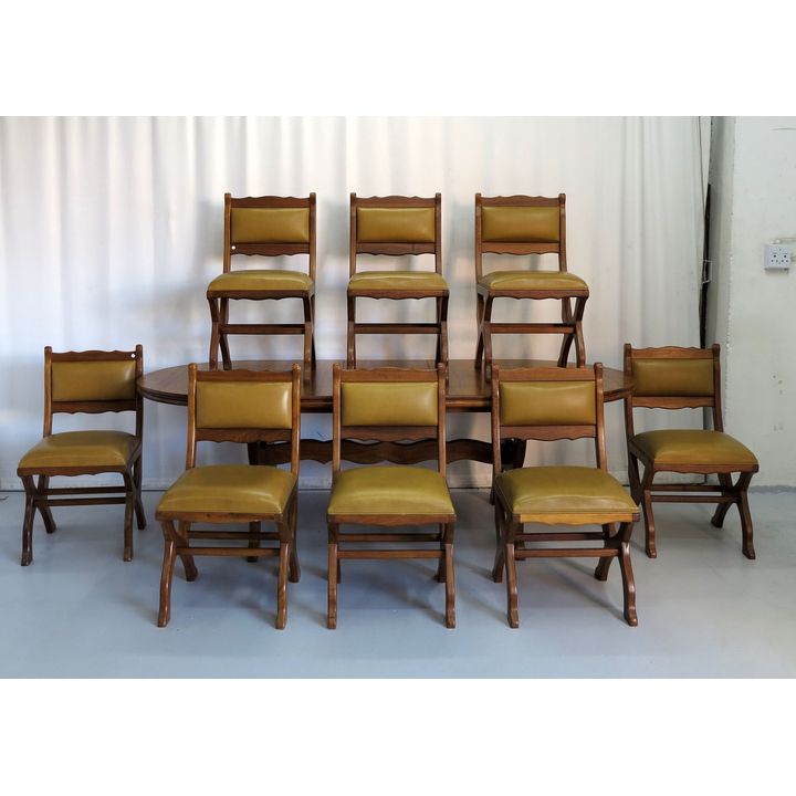 EXTENSION DINING TABLE AND SET OF 8 CHAIRS
