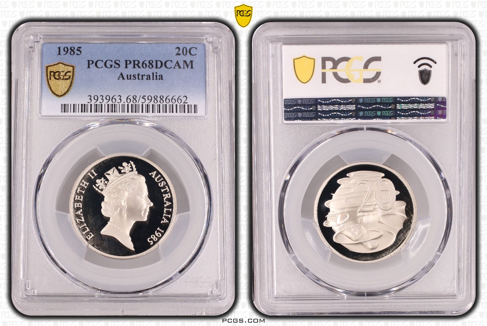 Twenty Cent, 1985, PCGS PR68DCAM