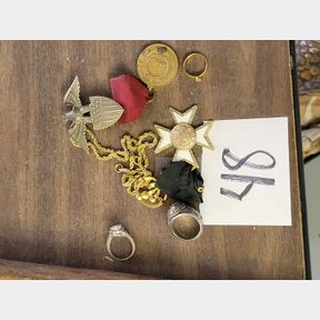 Boy Scout ring, vintage medals and other jewelry