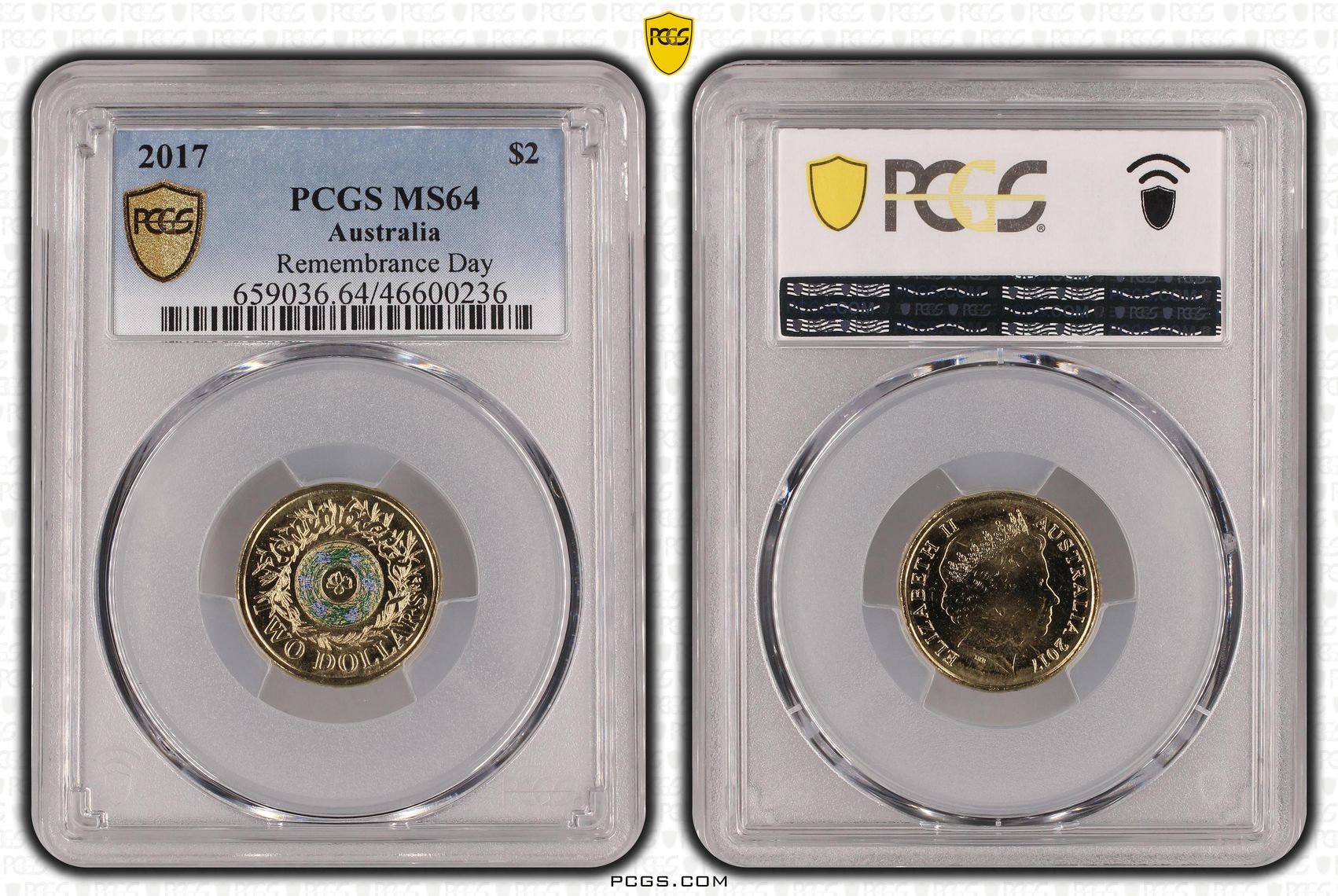 Elizabeth II, Remembrance Day, Two Dollar, 2017, PCGS MS64