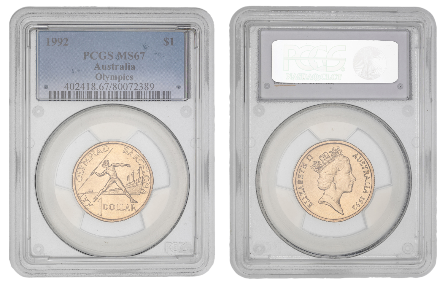 Elizabeth II, Olympics, One Dollar, 1992, PCGS MS67