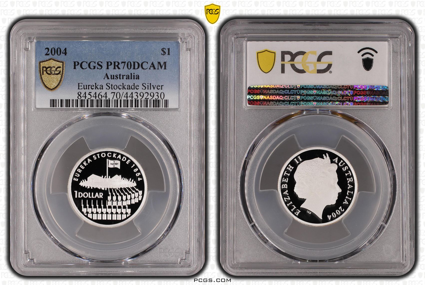 2004 Australia One Dollar, $1 Silver Proof Eureka Stockade PCGS - PR70DCAM POP 14/0 -930