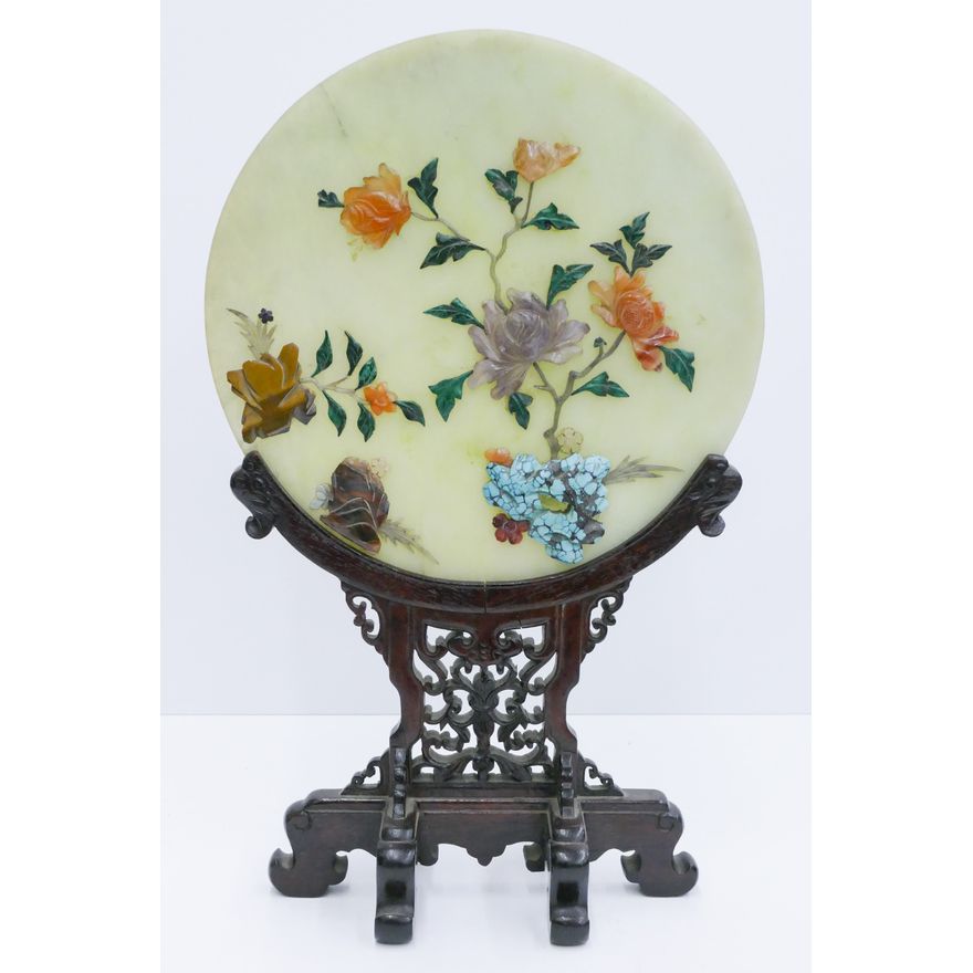 Chinese Republic Jade Applique Plaque Table S