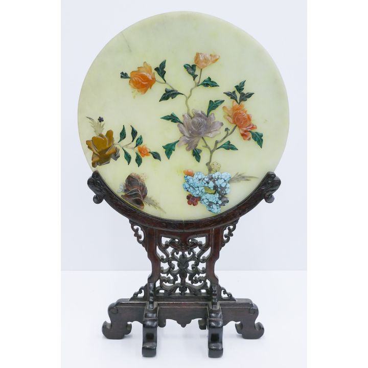 Chinese Republic Jade Applique Plaque Table S