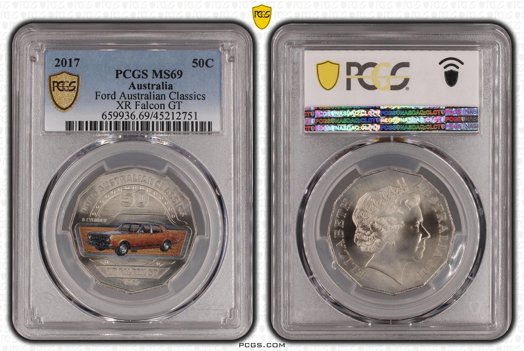 2017 Australia Fifty Cent, 50c Ford Australian Classics - XR Falcon GT PCGS - MS69 -751