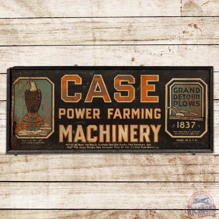Rare Case Power Farming Machinery Smaltz SST Sign w/ Old Abe & Plow