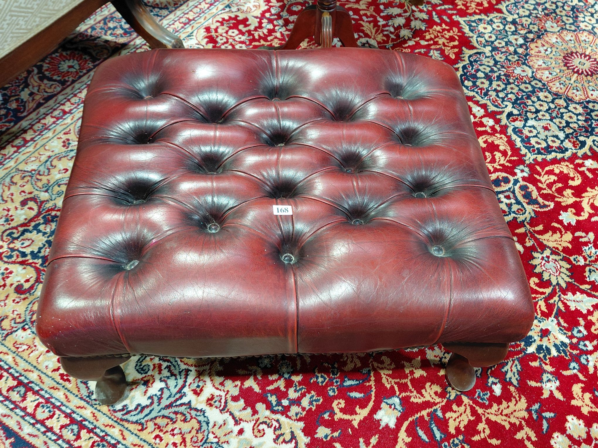 168 · LEATHER CHESTERFIELD FOOTSTOOL