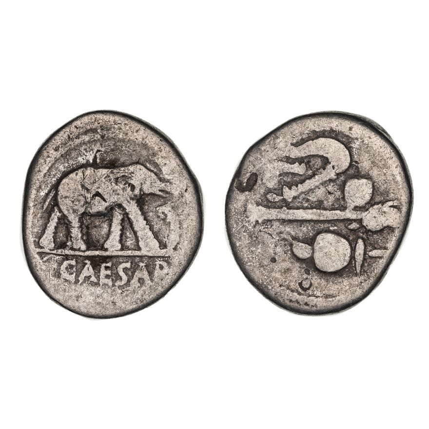 Roman Republic, Julius Caesar, Denarius, 49 BC,  VG