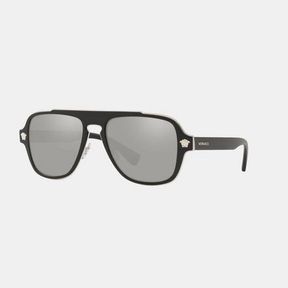 VERSACE 2199 1000/6G MATTE BLACK SILVER MIRROR MEDUSA SUNGLASSES - 52055/9907