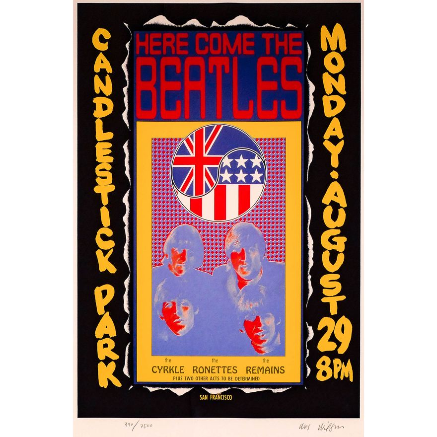 Wes Wilson ''Beatles at Candlestick Park'' 1992 Serigraph