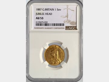 1887 VICTORIA JUBILEE HEAD GOLD SOVEREIGN AU53