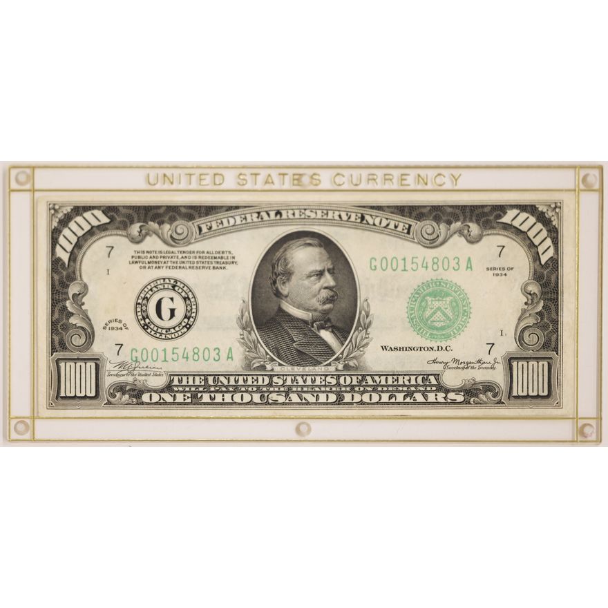 US 1934 $1000 Federal Reserve Note in Case