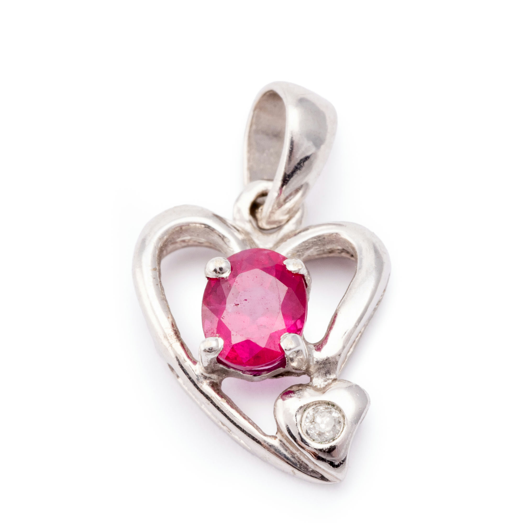 Ruby & Diamond Pendant 9ct Gold,