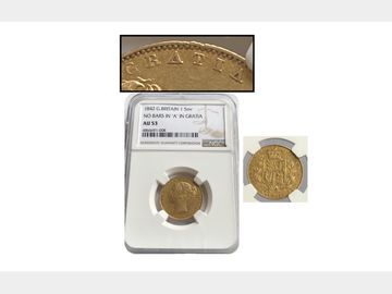 1842 UNBARRED A'S IN GRATIA AU53 NGC