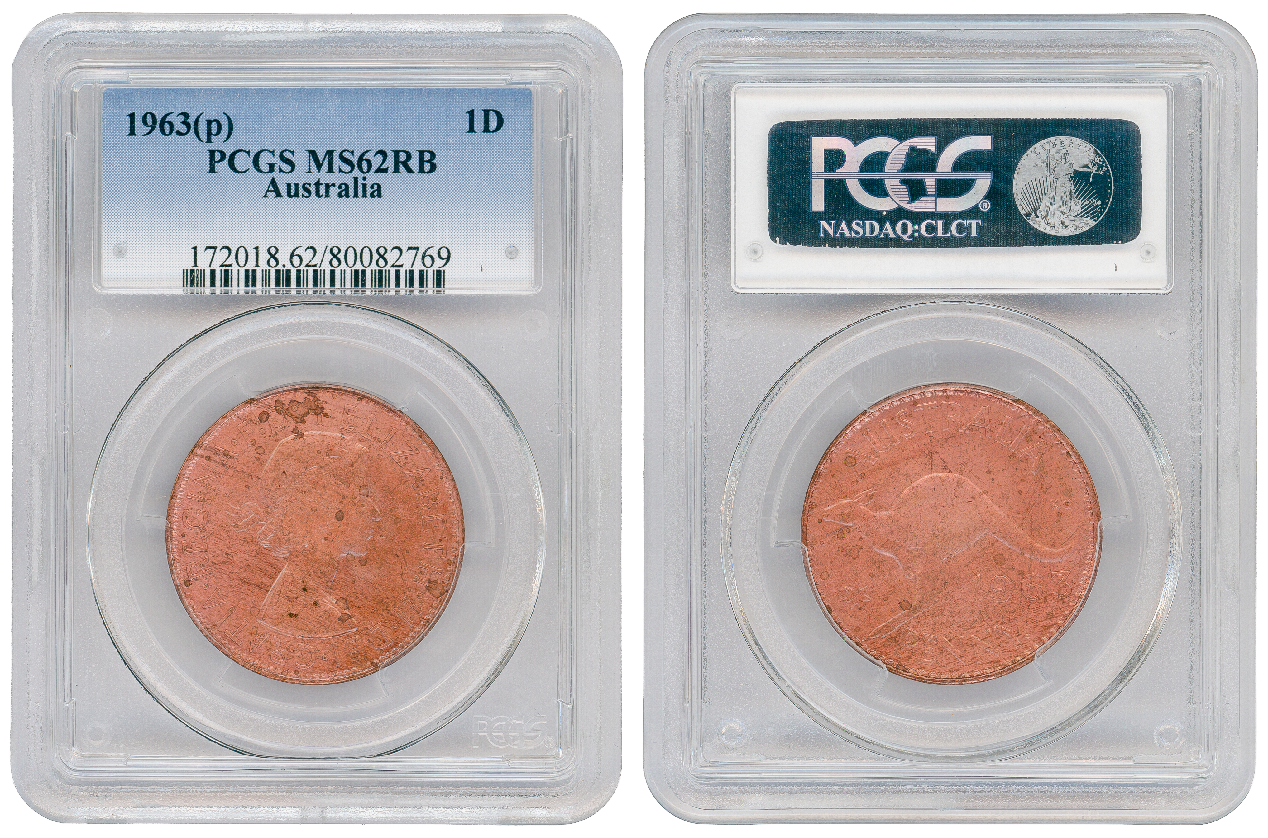 Elizabeth II, Penny, 1963-Y., PCGS MS62RB