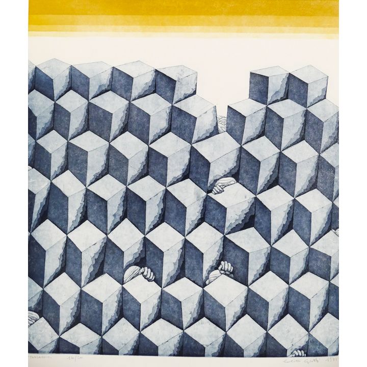 Calisto Gritti (b.1937 Italy) 'Paesagglo (Landscape)' Aquatint, 1975.