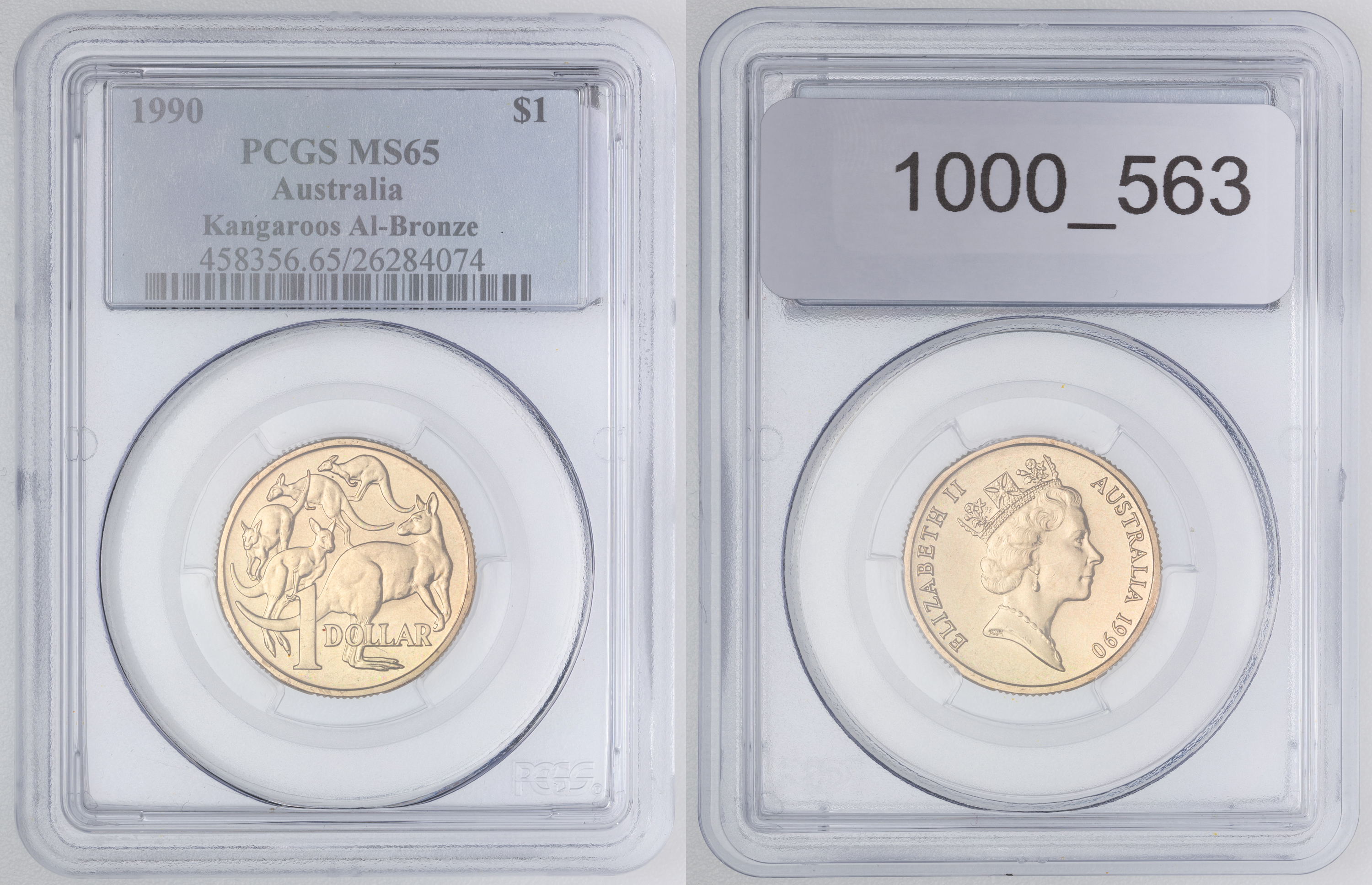 Elizabeth II, One Dollar, 1990, PCGS MS65