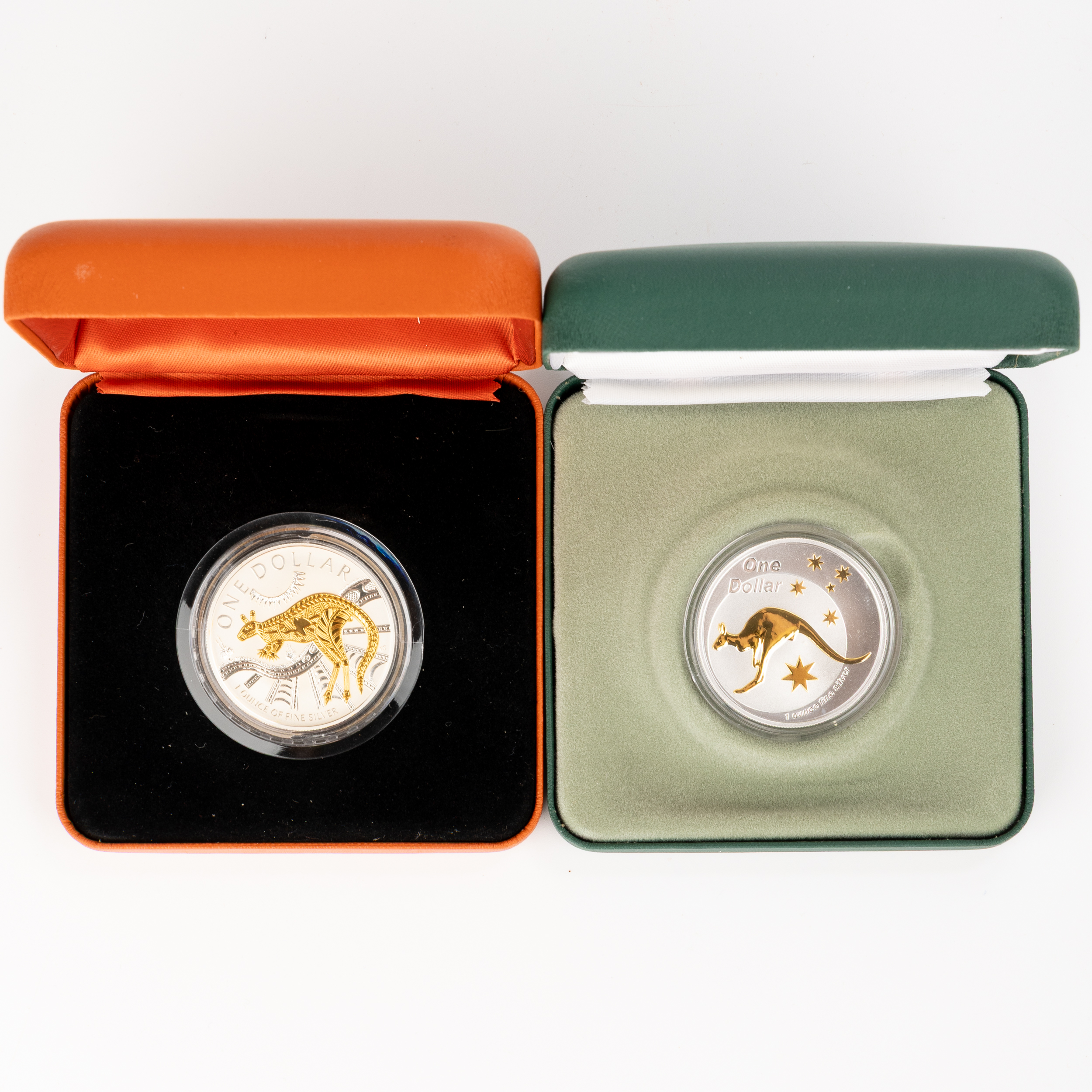 Elizabeth II, RAM - Selectively Gold Plated Silver Kangaroo, One Dollar, 2003 - 2005, UNC