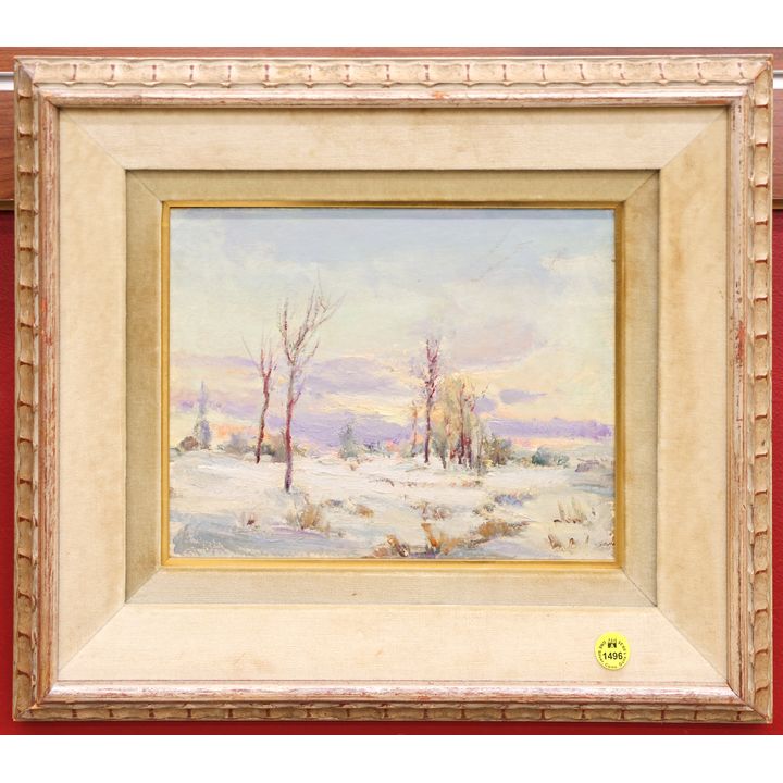 Paul Weindorf (CA) ''Winter Landscape'' Small Oil Painting Framed 14.5''x16.5''