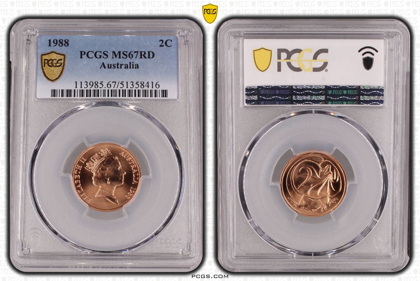 Two Cent, 1988, PCGS MS67RD