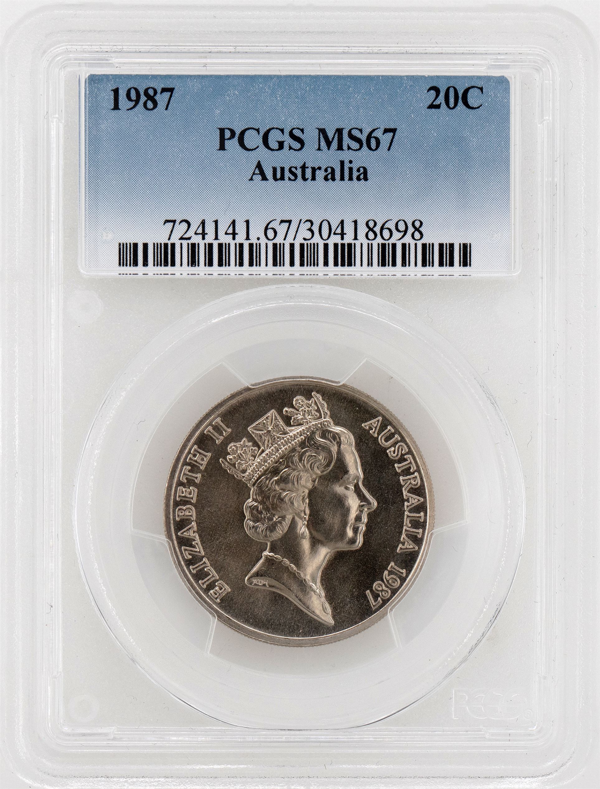 1987 Australia Twenty Cent, 20c PCGS - MS67 -698