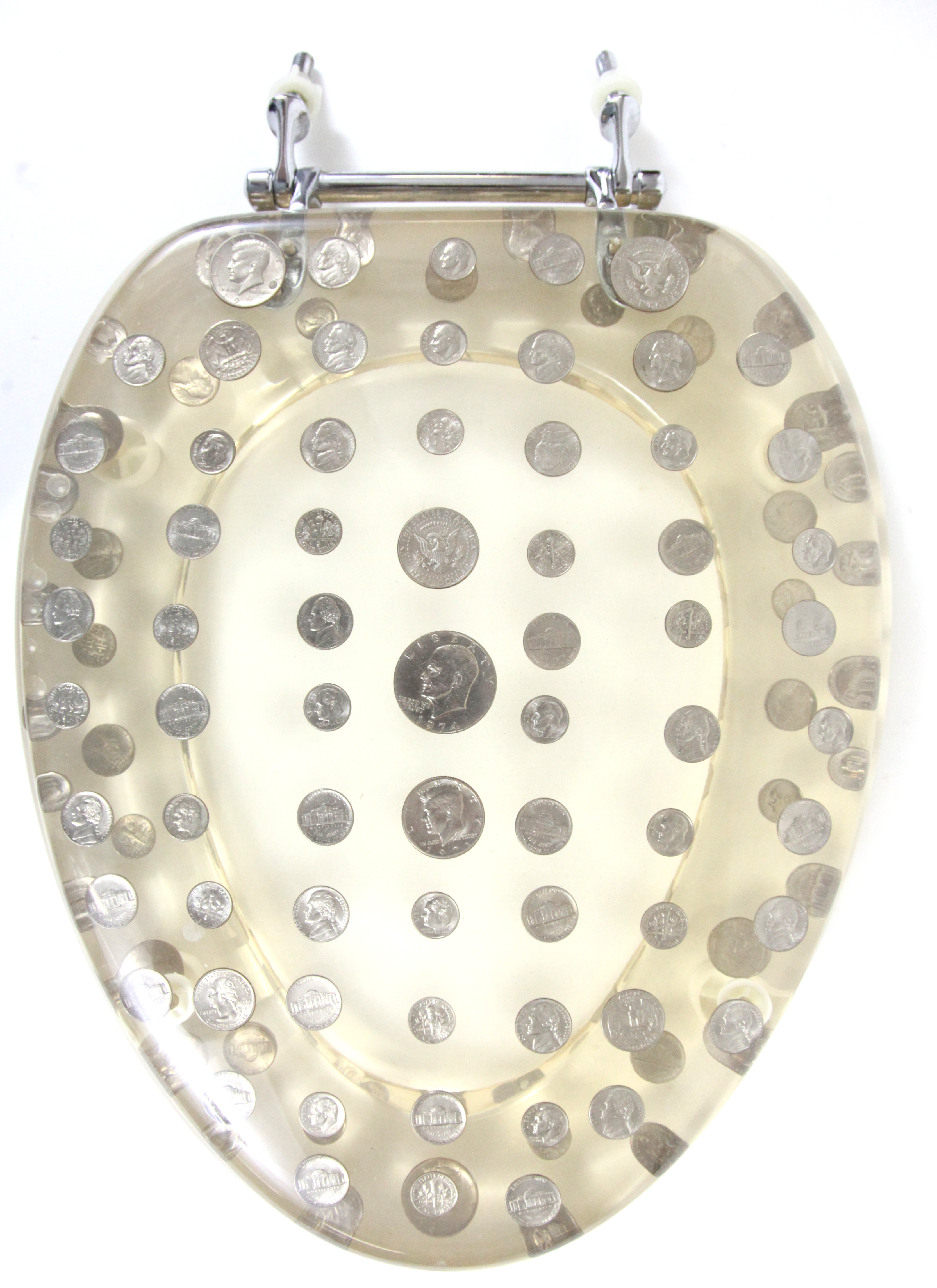 ACRYLIC TOILET SEAT with COINS Richard Opfer Auctioneering Inc.