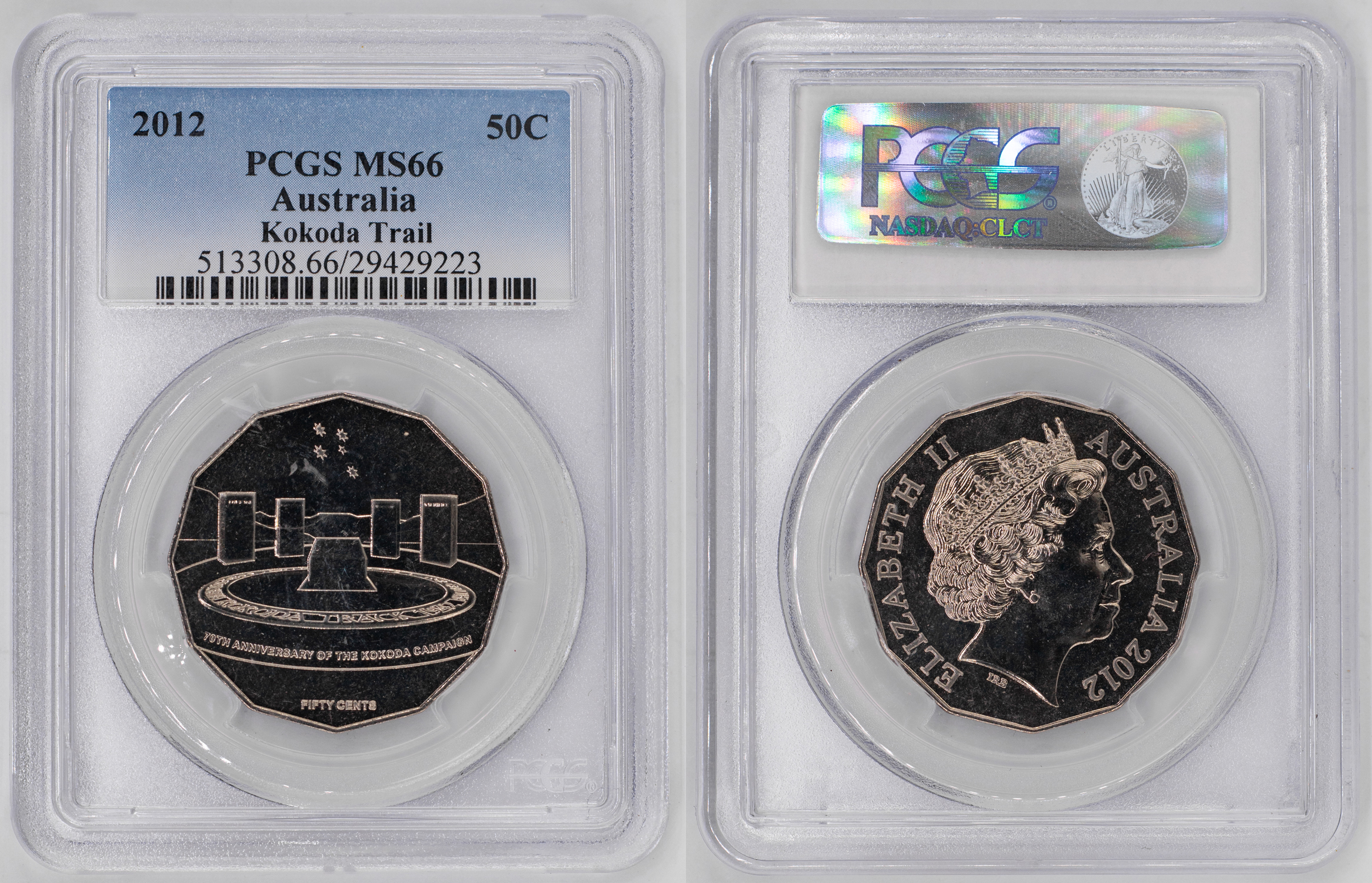 Elizabeth II, Kokoda Trail, Fifty Cent, 2012, PCGS MS66