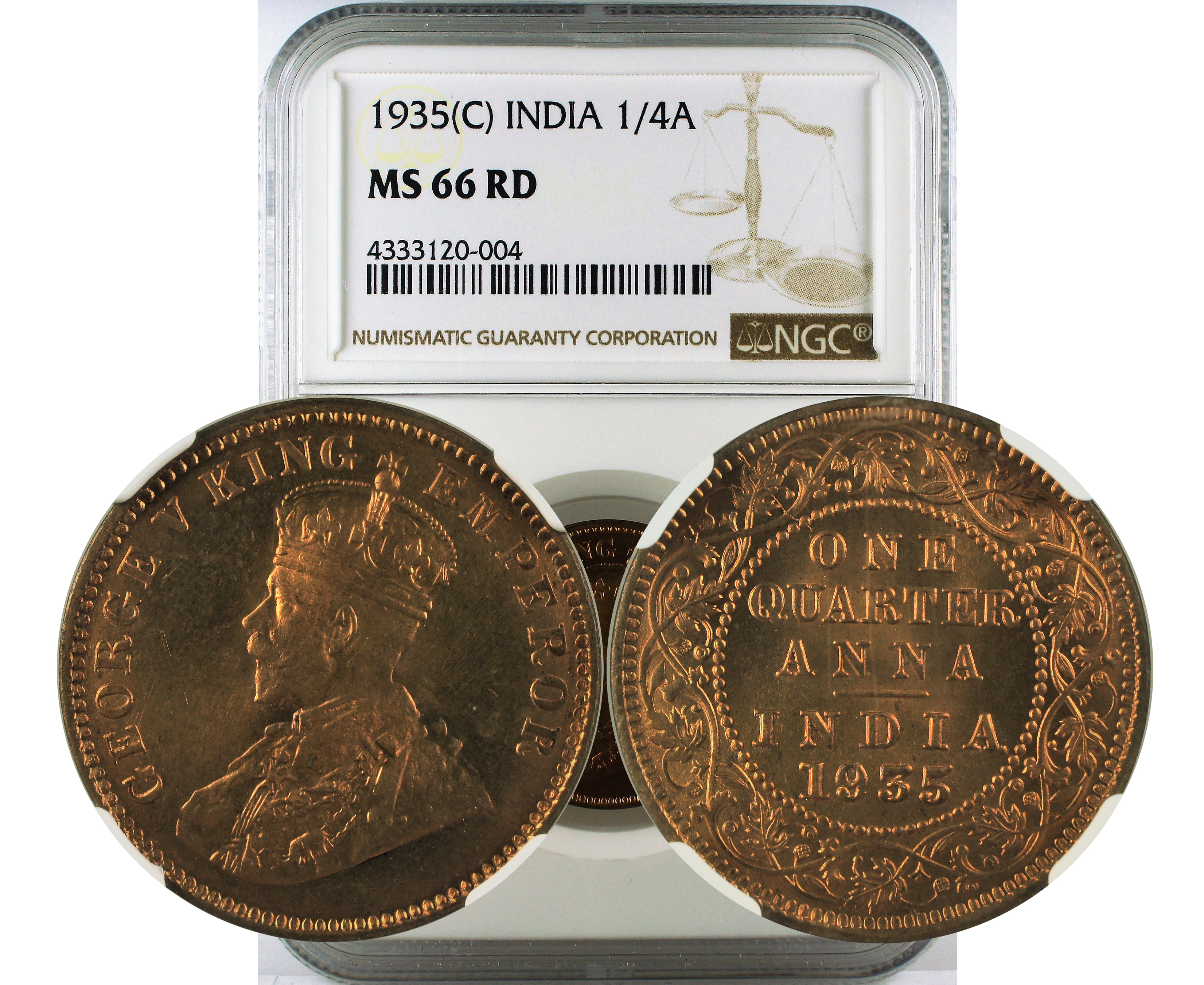 1935(C) INDIA 1/4A MS 66 RD