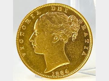 1884 VICTORIA YOUNG HEAD MELBOURNE MINT SHIELD GOLD SOVEREIGN