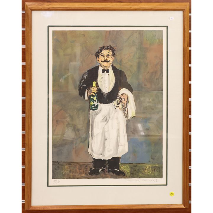 Guy Buffet ''Le Sommelier'' S/N Serigraph in Koa Wood Frame