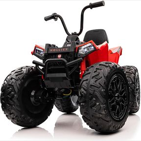 24V KIDS ATV, HETOY RIDE ON CAR 4WD QUAD ELECTRIC VEHICLE, 4X80W POWERFUL ENGINE, WITH 7AHX2 LARGE BATTERY, ACCELERATOR HANDLE, EV