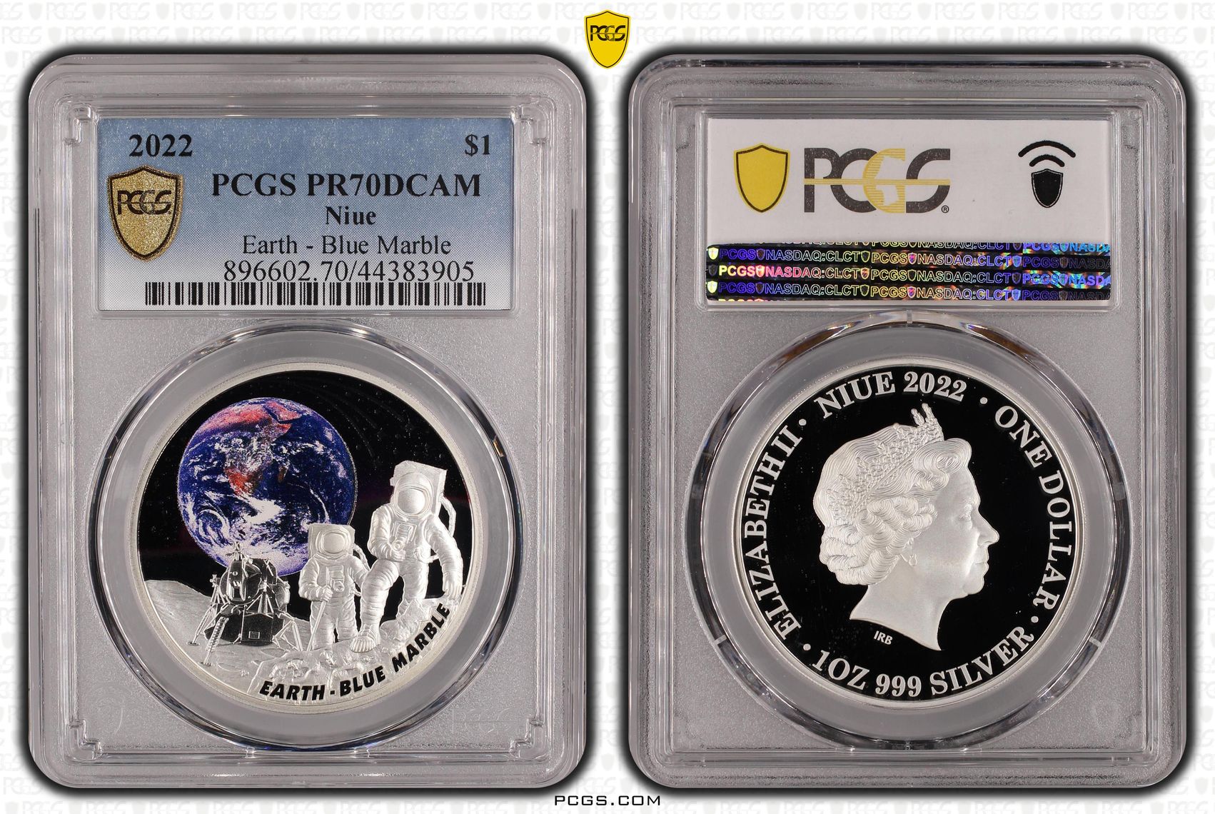 Niue, Earth - Blue Marble, POP 5/0, One Dollar, 2022, PCGS PR70DCAM