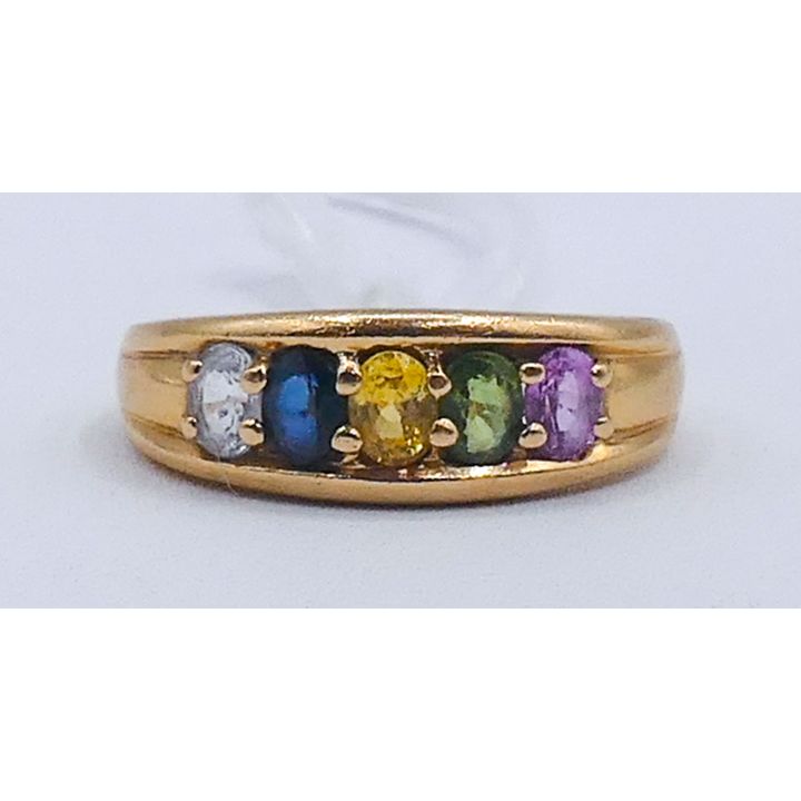Ladies 14k Multi-Stone Ring Size 8 - 3.1 Grams