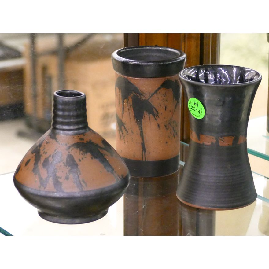 3pc Louis Mideke Splash Decorated Small Vessels 4'' Approx.