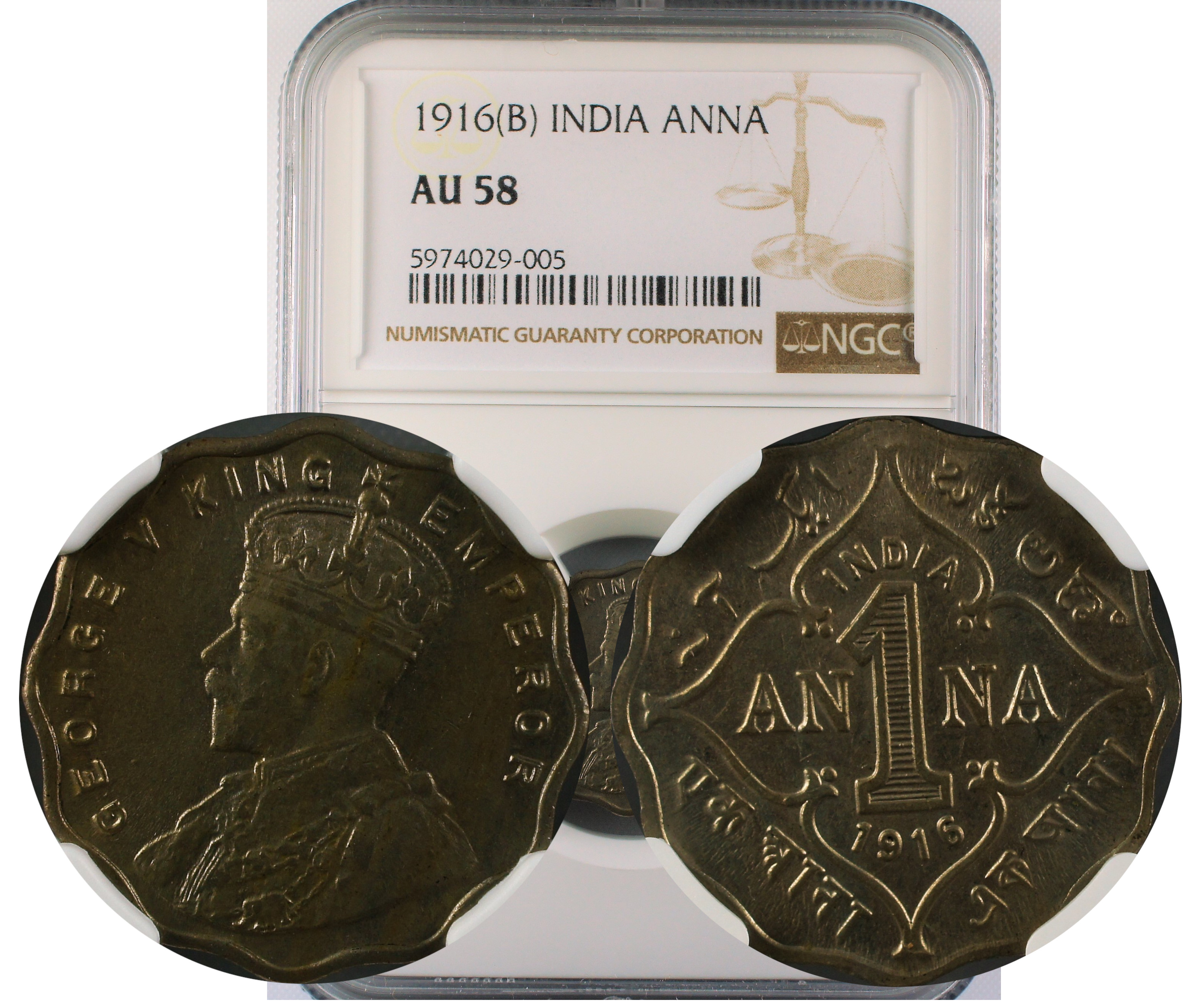 1916 B INDIA ANNA AU58