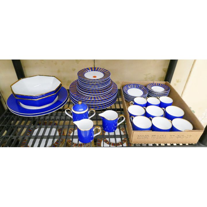 48pc Fitz & Floyd 'Tutankhamun' (1977) Blue Egyptian Revival Dinnerware