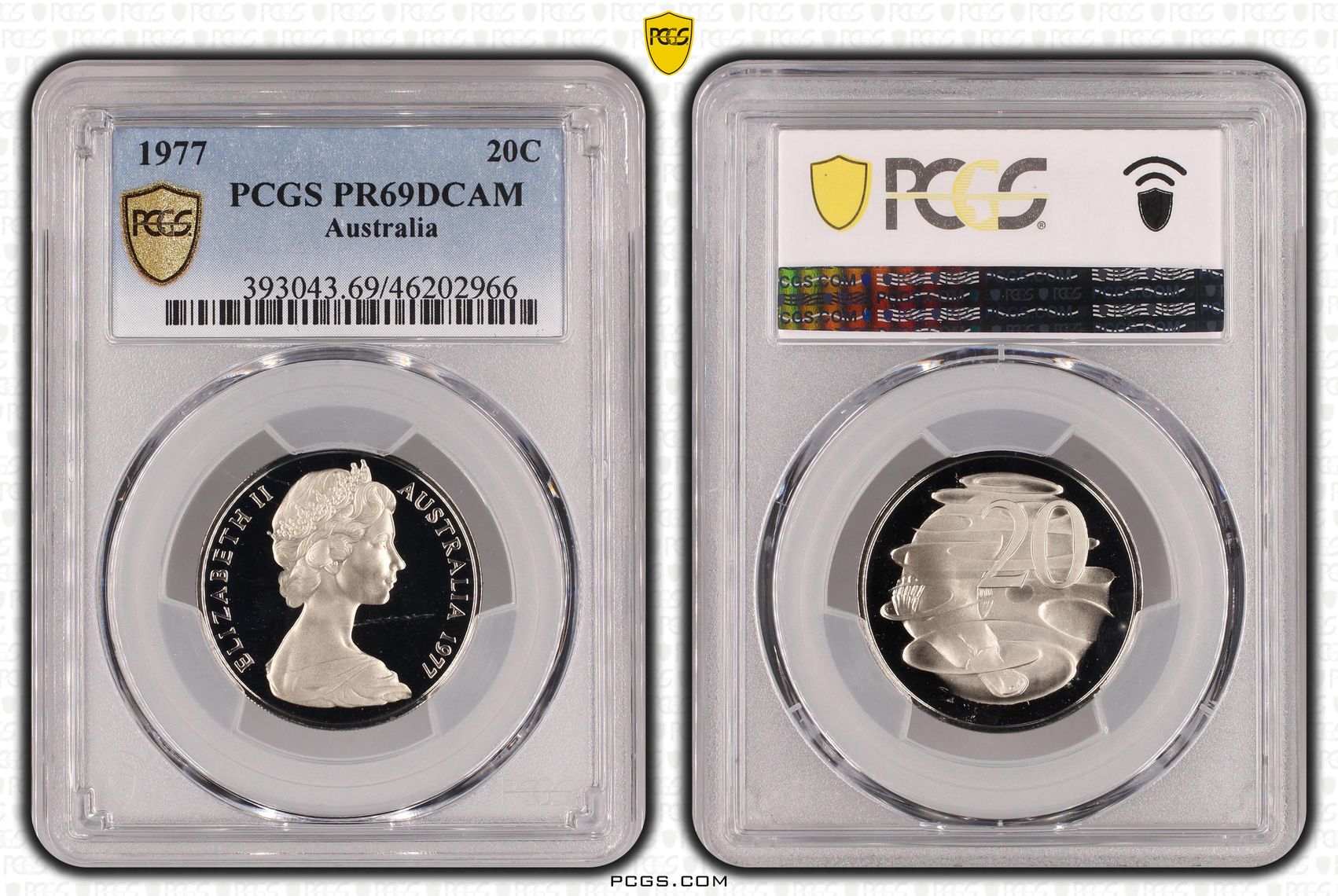 Twenty Cent, 1977, PCGS PR69DCAM