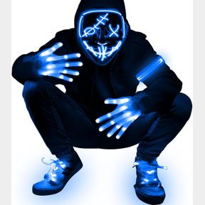 AMENON LED MASK HALLOWEEN SCARY MASK COSPLAY LIGHT UP FOR HALLOWEEN PARTIES COSTUME (BLUE)