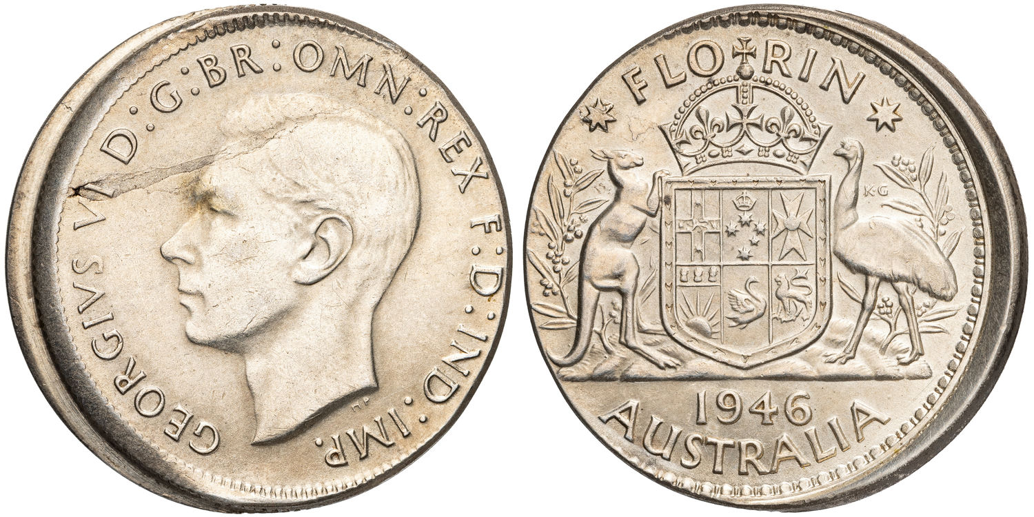 George VI, Mis-Strike, Florin, 1946, EF