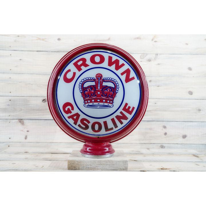 Crown Gasoline w/ Logo Gas Pump Globe & 16.5" Lenses TAC 8.9