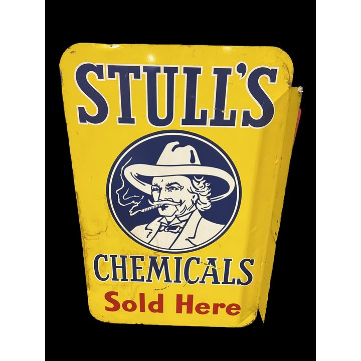 Huge Stull's Farming Chemicals Sold Here Tin Metal Flange Sign