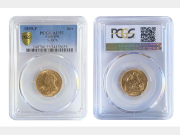 1899 WIDOW HEAD PERTH MINT SOVEREIGN AU55 PCGS