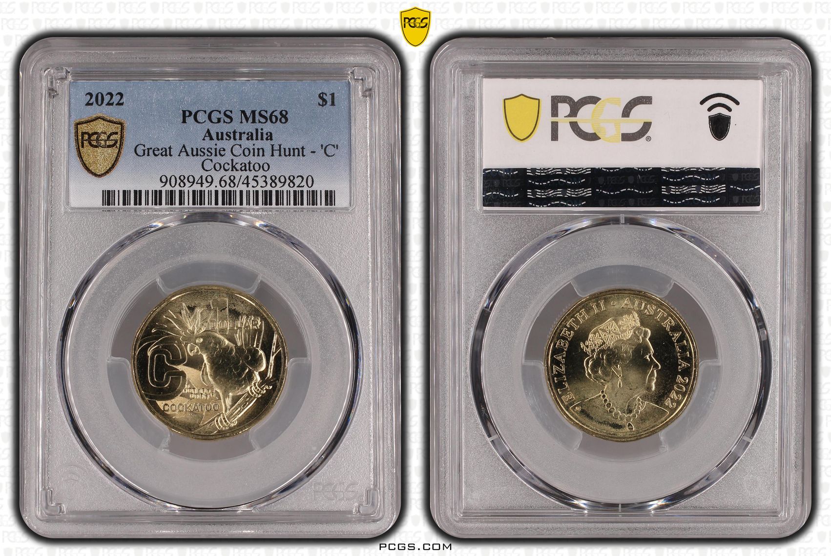 2022 Australia One Dollar, $1 Great Aussie Coin Hunt - 'C' PCGS - MS68 POP 1/0 -820