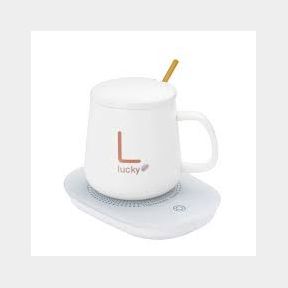 Classy Electric Coffee Warmer Coaster and Mug Set - WHITE Bar 9902052023277-51748/8268 B3 (S3)